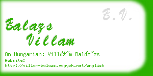 balazs villam business card